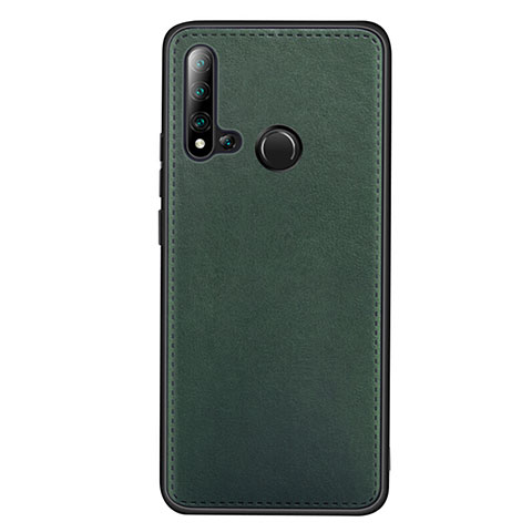 Huawei P20 Lite (2019)用ケース 高級感 手触り良いレザー柄 R04 ファーウェイ グリーン