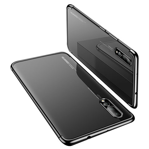 Huawei P20 Pro用極薄ソフトケース シリコンケース 耐衝撃 全面保護 クリア透明 H03 ファーウェイ ブラック