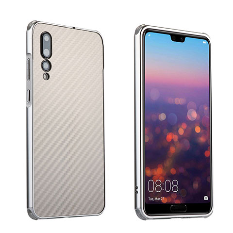 Huawei P20 Pro用ケース 高級感 手触り良い アルミメタル 製の金属製 バンパー カバー ファーウェイ シルバー