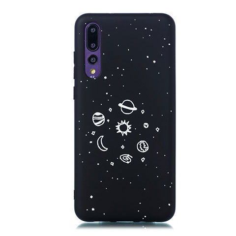 Huawei P20 Pro用シリコンケース ソフトタッチラバー バタフライ 星空 カバー ファーウェイ ブラック