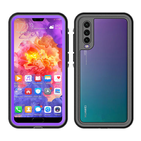 Huawei P20 Pro用完全防水ケース ハイブリットバンパーカバー 高級感 手触り良い 360度 ファーウェイ パープル