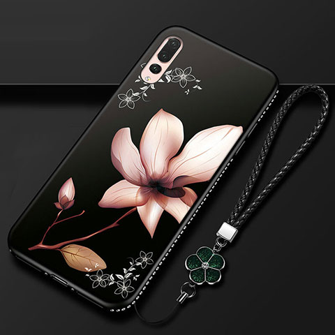 Huawei P20 Pro用シリコンケース ソフトタッチラバー 花 カバー K01 ファーウェイ マルチカラー