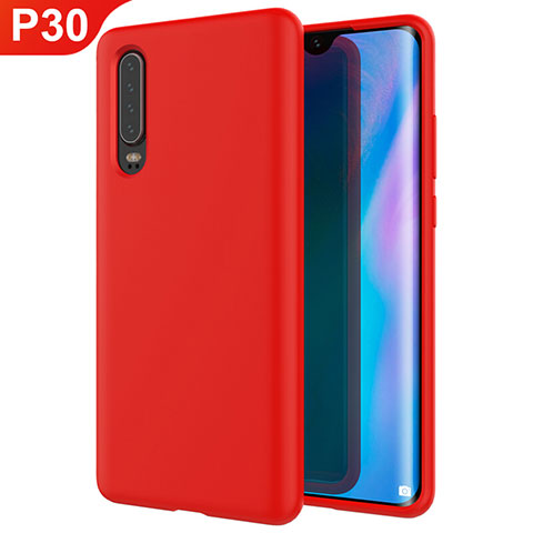 Huawei P30用極薄ソフトケース シリコンケース 耐衝撃 全面保護 S03 ファーウェイ レッド