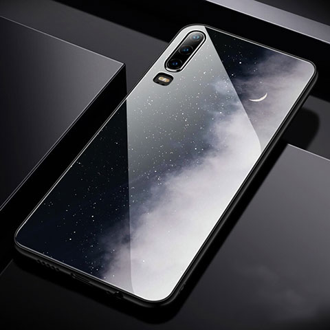 Huawei P30用ハイブリットバンパーケース プラスチック 星空 鏡面 カバー ファーウェイ ホワイト