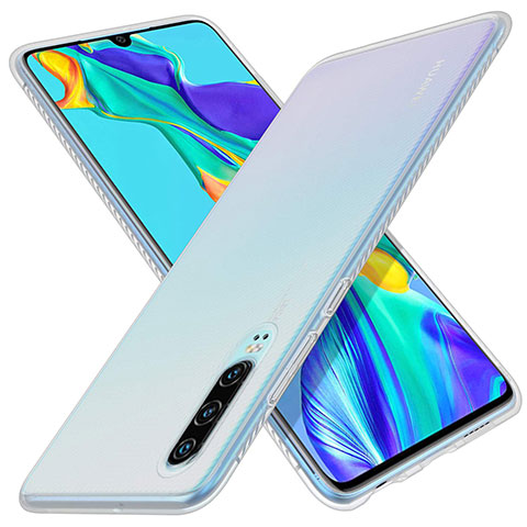 Huawei P30用シリコンケース ソフトタッチラバー ツイル カバー G01 ファーウェイ ホワイト