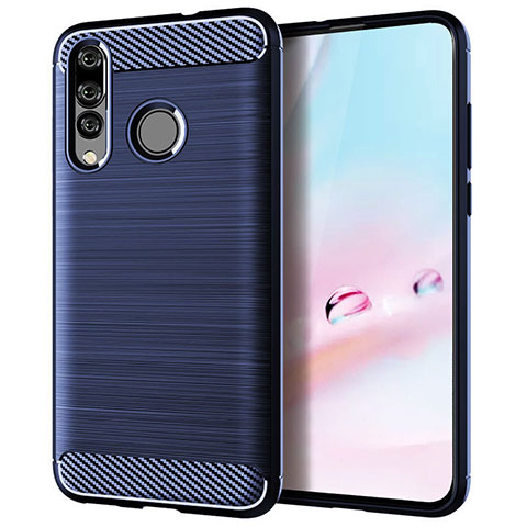 Huawei P30 Lite New Edition用シリコンケース ソフトタッチラバー ツイル カバー ファーウェイ ネイビー