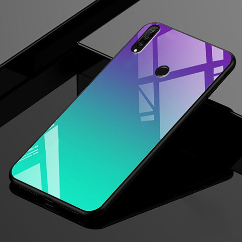 Huawei P30 Lite XL用ハイブリットバンパーケース プラスチック 鏡面 虹 グラデーション 勾配色 カバー ファーウェイ グリーン