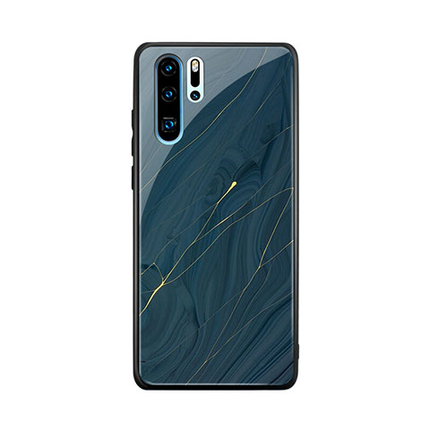 Huawei P30 Pro用ハイブリットバンパーケース プラスチック パターン 鏡面 K01 ファーウェイ ネイビー