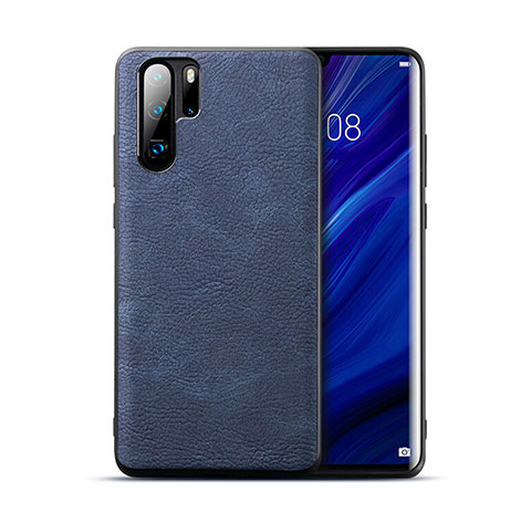 Huawei P30 Pro用ケース 高級感 手触り良いレザー柄 R04 ファーウェイ ネイビー