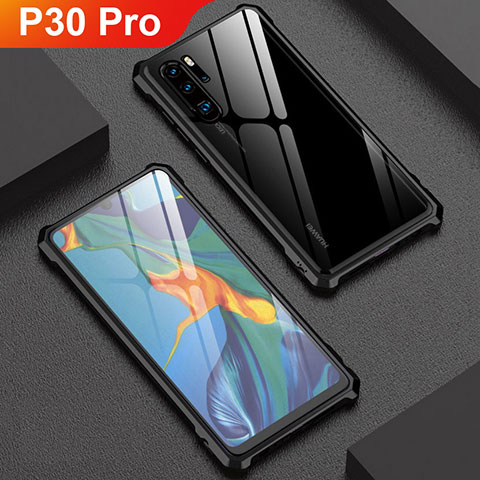 Huawei P30 Pro New Edition用ケース 高級感 手触り良い アルミメタル 製の金属製 バンパー 鏡面 カバー ファーウェイ ブラック