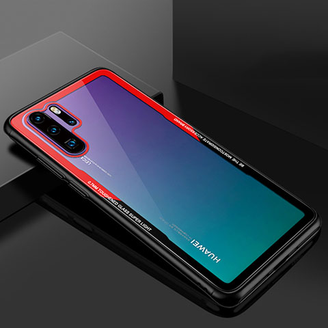 Huawei P30 Pro New Edition用ハイブリットバンパーケース クリア透明 プラスチック 鏡面 カバー M01 ファーウェイ レッド