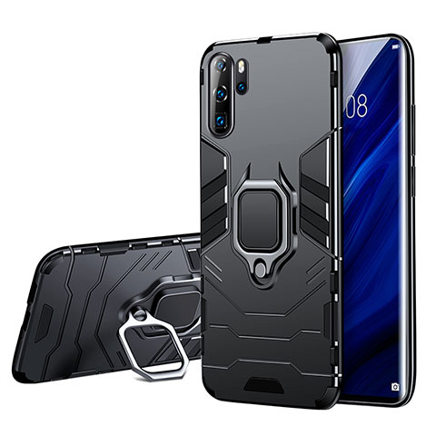 Huawei P30 Pro New Edition用ハイブリットバンパーケース スタンド プラスチック 兼シリコーン W01 ファーウェイ ブラック