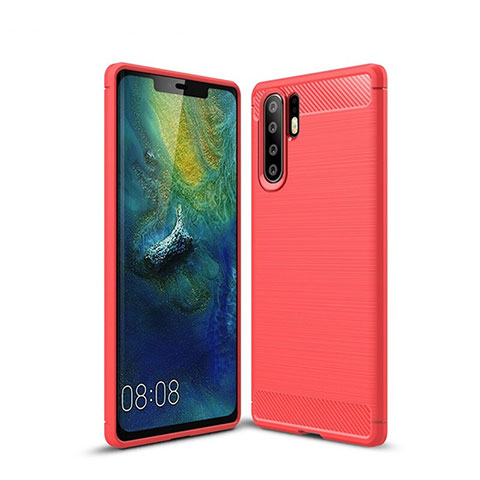 Huawei P30 Pro New Edition用シリコンケース ソフトタッチラバー ツイル カバー S03 ファーウェイ レッド