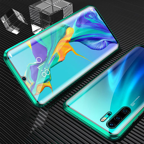 Huawei P30 Pro New Edition用ケース 高級感 手触り良い アルミメタル 製の金属製 360度 フルカバーバンパー 鏡面 カバー T02 ファーウェイ グリーン