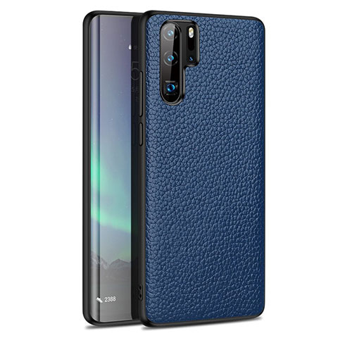 Huawei P30 Pro New Edition用シリコンケース ソフトタッチラバー レザー柄 カバー H05 ファーウェイ ネイビー