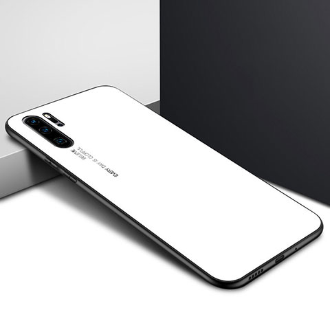 Huawei P30 Pro New Edition用ハイブリットバンパーケース プラスチック パターン 鏡面 カバー K02 ファーウェイ ホワイト
