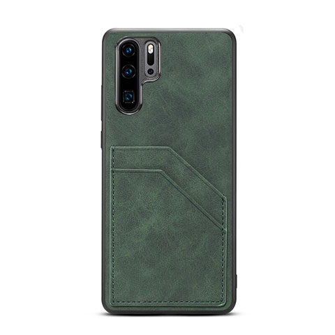 Huawei P30 Pro New Edition用ケース 高級感 手触り良いレザー柄 R08 ファーウェイ グリーン