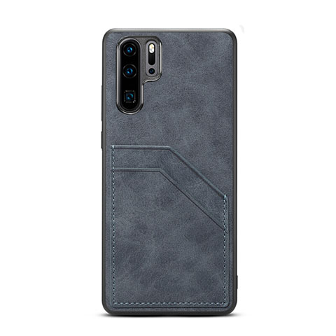 Huawei P30 Pro New Edition用ケース 高級感 手触り良いレザー柄 R08 ファーウェイ ダークグレー