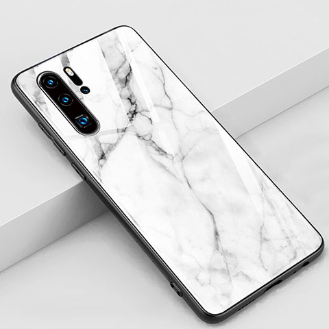 Huawei P30 Pro New Edition用ハイブリットバンパーケース プラスチック パターン 鏡面 カバー K03 ファーウェイ ホワイト