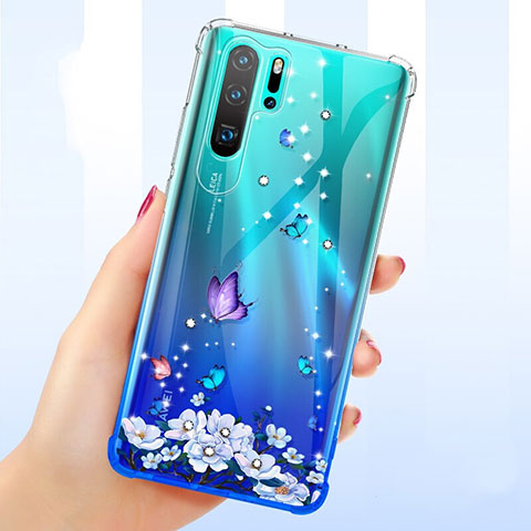 Huawei P30 Pro New Edition用極薄ソフトケース シリコンケース 耐衝撃 全面保護 クリア透明 花 T01 ファーウェイ マルチカラー