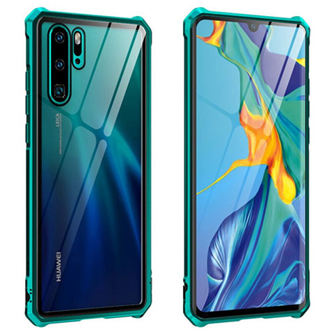 Huawei P30 Pro New Edition用ケース 高級感 手触り良い アルミメタル 製の金属製 360度 フルカバーバンパー 鏡面 カバー T08 ファーウェイ グリーン