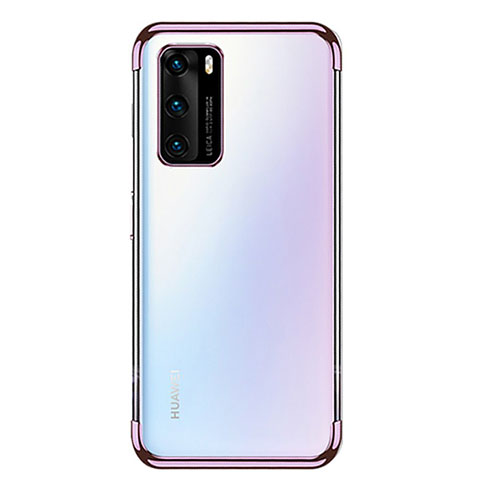 Huawei P40用極薄ソフトケース シリコンケース 耐衝撃 全面保護 クリア透明 S02 ファーウェイ パープル