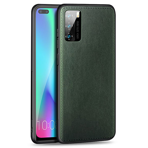 Huawei P40用シリコンケース ソフトタッチラバー レザー柄 カバー S01 ファーウェイ グリーン