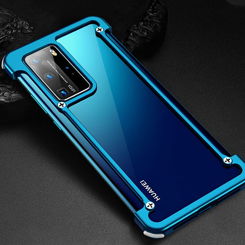 Huawei P40 Pro用ケース 高級感 手触り良い アルミメタル 製の金属製 バンパー カバー N01 ファーウェイ ネイビー