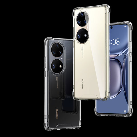 Huawei P50用極薄ソフトケース シリコンケース 耐衝撃 全面保護 クリア透明 T04 ファーウェイ クリア