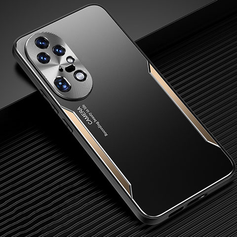 Huawei P50用ケース 高級感 手触り良い アルミメタル 製の金属製 兼シリコン カバー JL3 ファーウェイ ゴールド