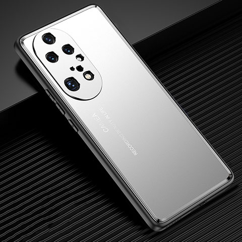 Huawei P50 Pro用ケース 高級感 手触り良い アルミメタル 製の金属製 兼シリコン カバー JL2 ファーウェイ シルバー