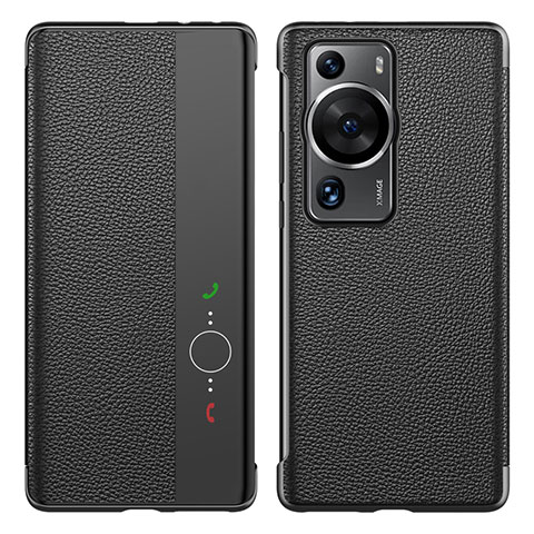 Huawei P60 Pro用手帳型 レザーケース スタンド カバー L01 ファーウェイ ブラック