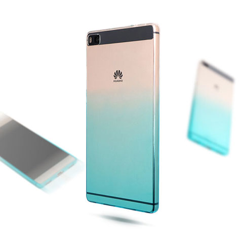 Huawei P8用極薄ソフトケース グラデーション 勾配色 クリア透明 ファーウェイ ネイビー