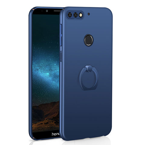 Huawei Y7 (2018)用ハードケース プラスチック 質感もマット アンド指輪 A03 ファーウェイ ネイビー