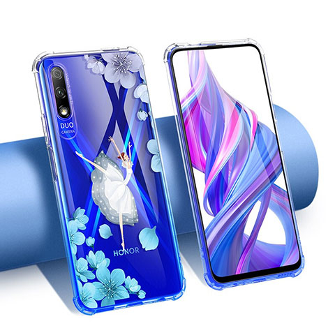 Huawei Y9 Prime (2019)用極薄ソフトケース シリコンケース 耐衝撃 全面保護 クリア透明 花 T01 ファーウェイ ホワイト