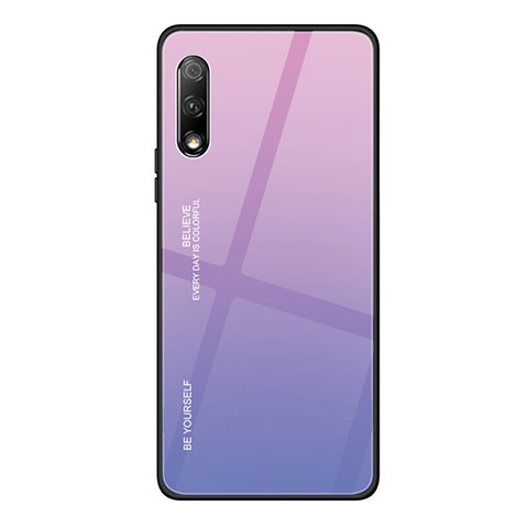 Huawei Y9 Prime (2019)用ハイブリットバンパーケース プラスチック 鏡面 虹 グラデーション 勾配色 カバー ファーウェイ ピンク