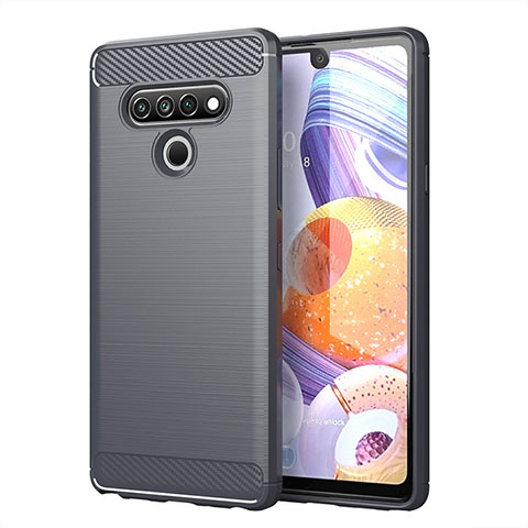 LG Stylo 6用シリコンケース ソフトタッチラバー ライン カバー LG グレー