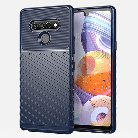 LG Stylo 6用シリコンケース ソフトタッチラバー ライン カバー S01 LG ネイビー