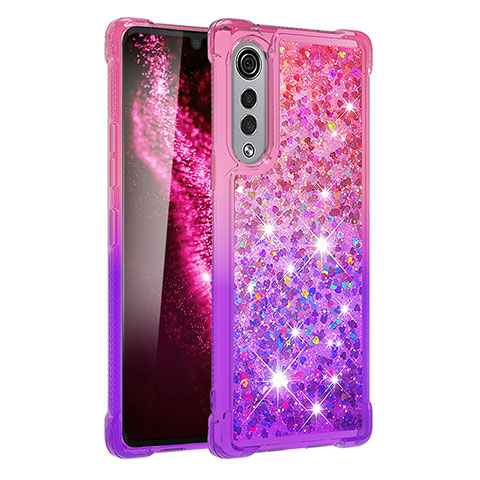 LG Velvet 4G用シリコンケース ソフトタッチラバー ブリンブリン カバー S02 LG ローズレッド