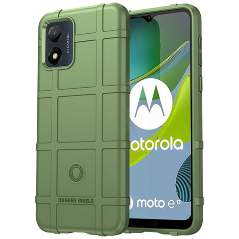 Motorola Moto E13用360度 フルカバー極薄ソフトケース シリコンケース 耐衝撃 全面保護 バンパー J01S モトローラ グリーン