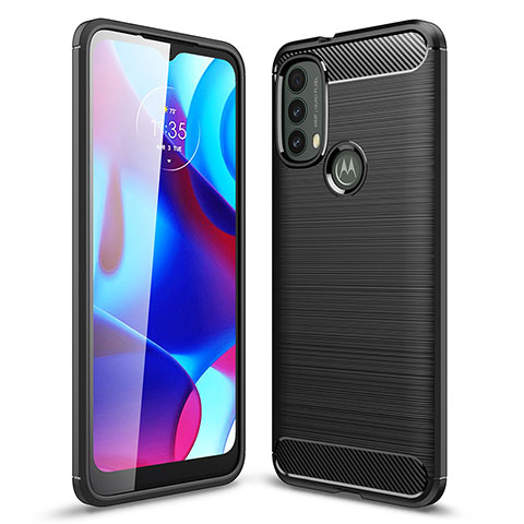 Motorola Moto E30用シリコンケース ソフトタッチラバー ライン カバー モトローラ ブラック