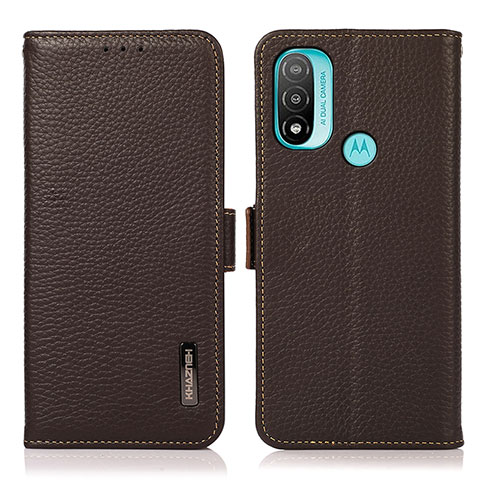 Motorola Moto E40用手帳型 レザーケース スタンド カバー B03H モトローラ ブラウン