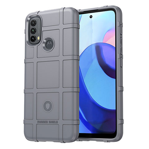 Motorola Moto E40用360度 フルカバー極薄ソフトケース シリコンケース 耐衝撃 全面保護 バンパー モトローラ グレー