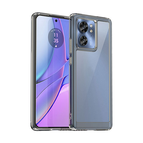 Motorola Moto Edge (2023) 5G用ハイブリットバンパーケース クリア透明 プラスチック カバー J01S モトローラ グレー