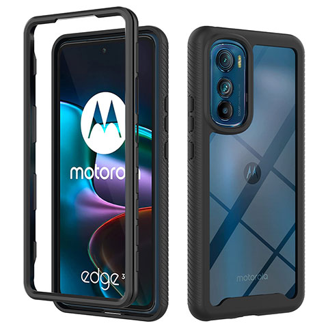 Motorola Moto Edge 30 5G用360度 フルカバー ハイブリットバンパーケース クリア透明 プラスチック カバー モトローラ ブラック