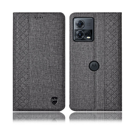 Motorola Moto Edge 30 Fusion 5G用手帳型 布 スタンド H12P モトローラ グレー