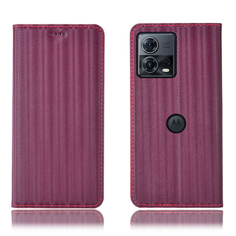 Motorola Moto Edge 30 Fusion 5G用手帳型 レザーケース スタンド カバー H16P モトローラ パープル