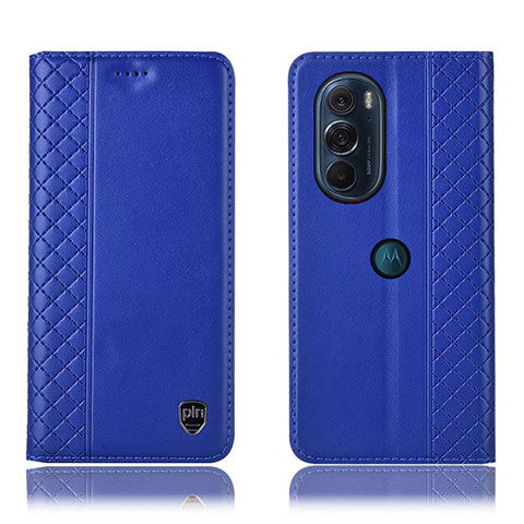 Motorola Moto Edge 30 Pro 5G用手帳型 レザーケース スタンド カバー H11P モトローラ ネイビー