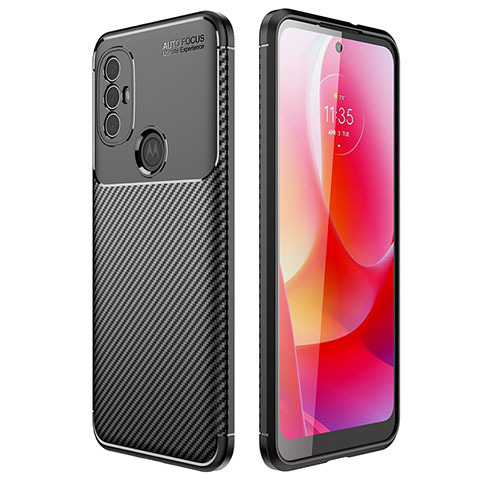 Motorola Moto G Play (2023)用シリコンケース ソフトタッチラバー ツイル カバー モトローラ ブラック