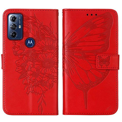 Motorola Moto G Play Gen 2用手帳型 レザーケース スタンド バタフライ 蝶 カバー YB1 モトローラ レッド